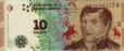 Argentinian 10 Pesos ND(2016): Front