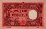 Italian Social Republic's 500 Lire (8-10-1943): Front