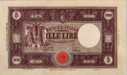 Italian 1,000 Lire (22-7-1946): Front