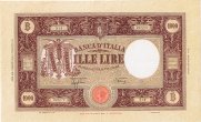 Italian 1,000 Lire (11-8-1943): Front
