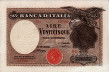 Italian 25 Lire (22-1-1919): Front