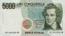Italian 5,000 Lire (10-9-1992): Front