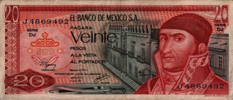 MEXICO 50 PESOS 1981 P73 BANKNOTE AUNC 