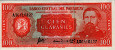 100 Guaraníes Paraguayani (25-3-1952/ND[1963]): Fronte