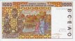 1.000 Franchi Ivoriani degli Stati dell'Africa Occidentale (2003): Retro