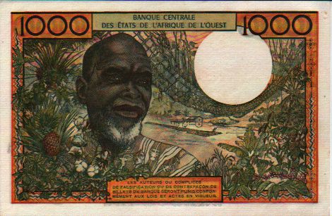 aUNC P-103Al 1000 Francs ND Ivory Coast 1977 West African States