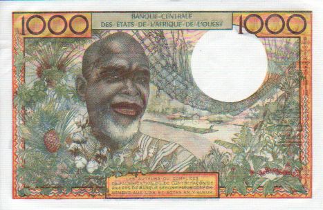 aUNC P-103Al 1000 Francs ND Ivory Coast 1977 West African States