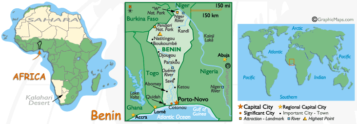 Mappa del Benin