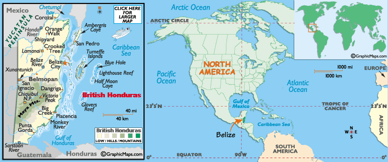 Mappa dell'Honduras Britannico