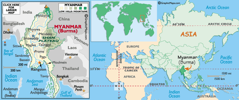 Mappa di Myanmar
