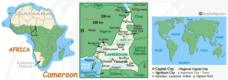 Mappa del Camerun