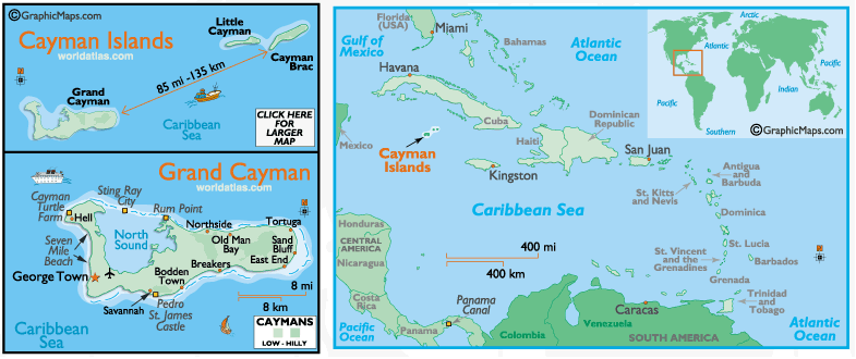 Mappa delle Isole Cayman