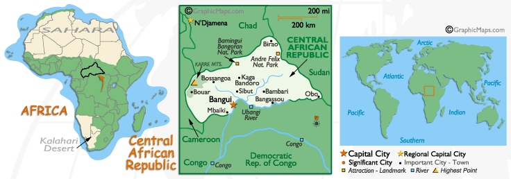 Mappa della Repubblica Centrafricana