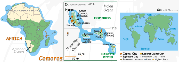 Mappa delle Isole Comore