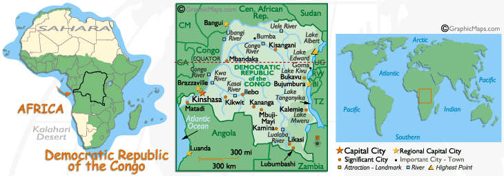 Mappa del Congo, Repubblica Democratica