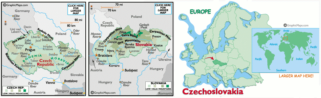 Mappa della Cecoslovacchia
