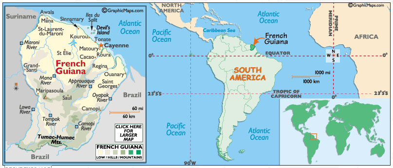 Mappa della Guiana Francese