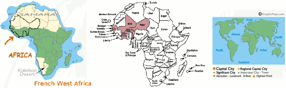 Mappa dell'Africa Occidentale Francese