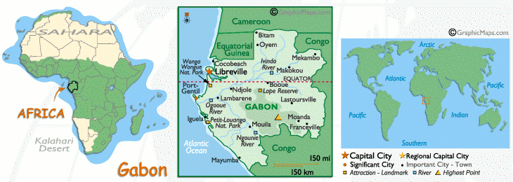 Mappa del Gabon