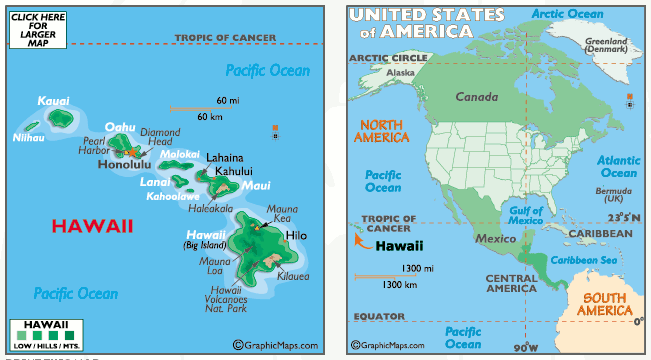 Mappa delle Isole Hawaii