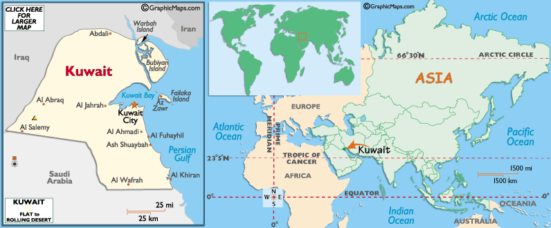 Mappa del Kuwait