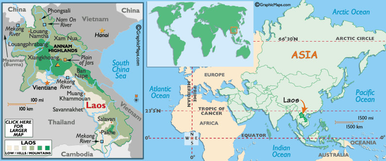 Mappa del Laos