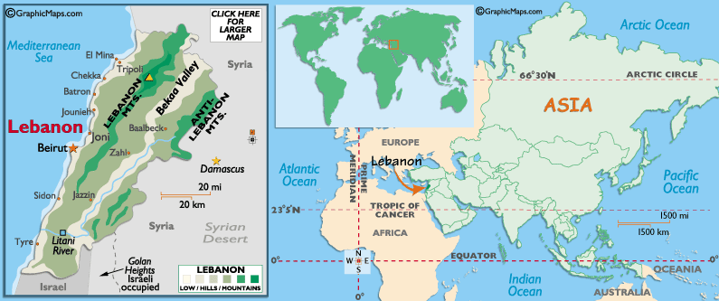 Mappa del Libano
