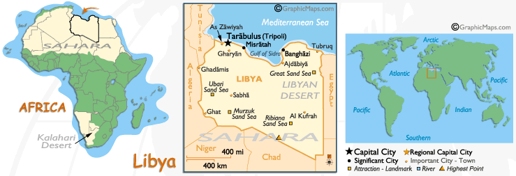Mappa della Libia