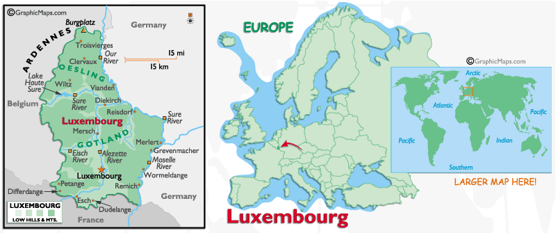 Mappa del Lussemburgo