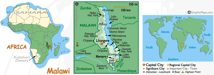 Mappa del Malawi