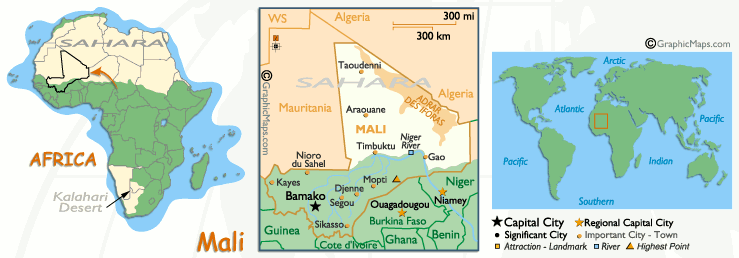 Mappa del Mali