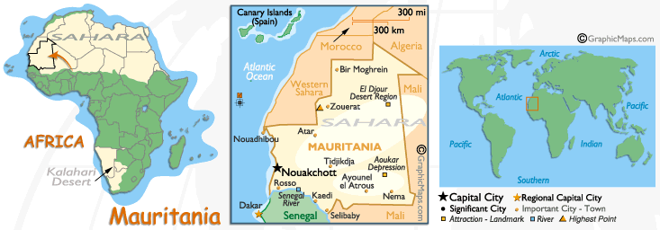 Mappa della Mauritania