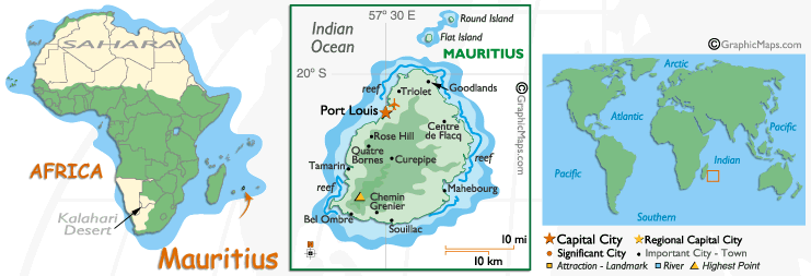 Mappa di Mauritius