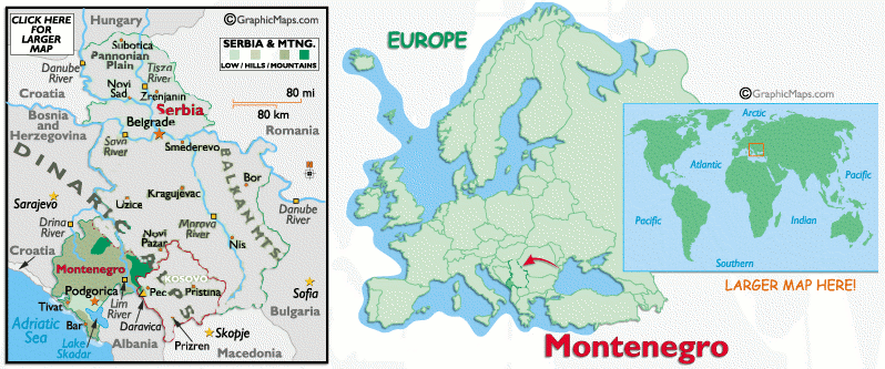 Mappa del Montenegro