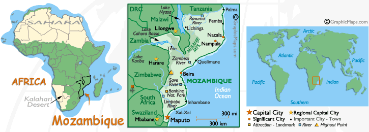 Mappa del Mozambico