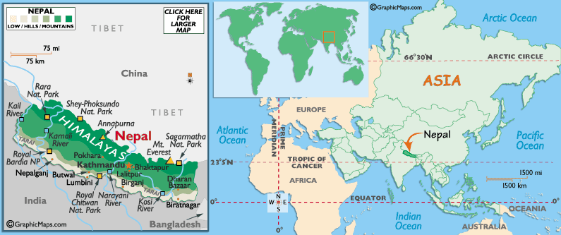 Mappa del Nepal
