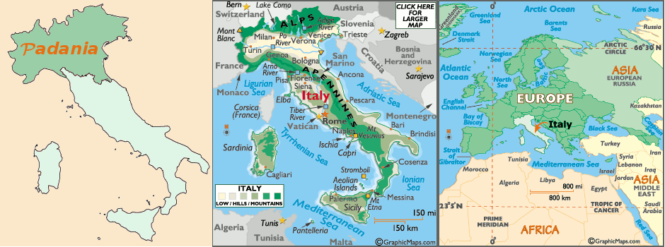 Mappa della Padania