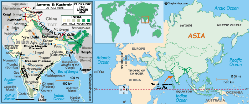 Mappa dell'India Portoghese