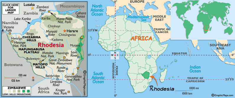 Mappa della Rhodesia