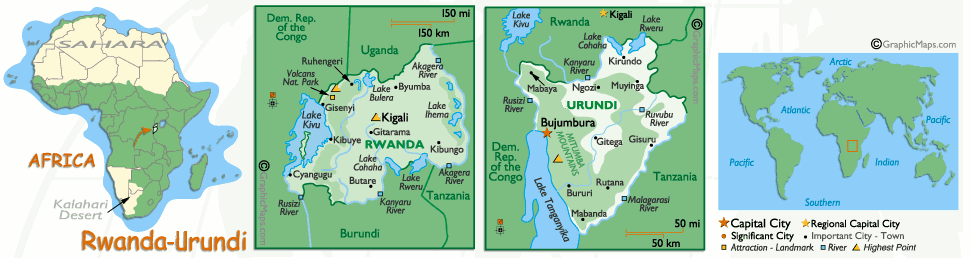 Mappa del Rwanda-Urundi