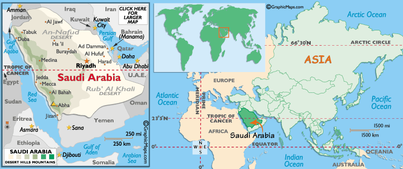 Mappa dell'Arabia Saudita
