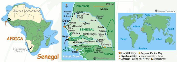 Mappa del Senegal