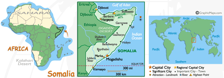 Mappa della Somalia