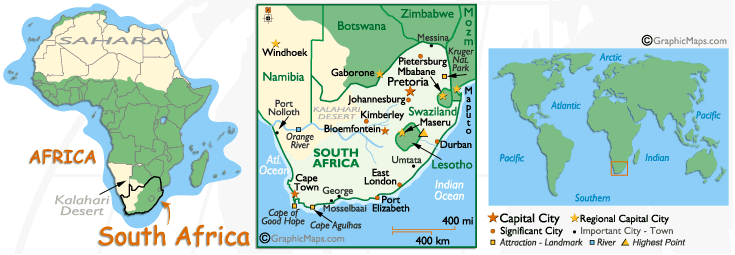 Mappa del Sudafrica