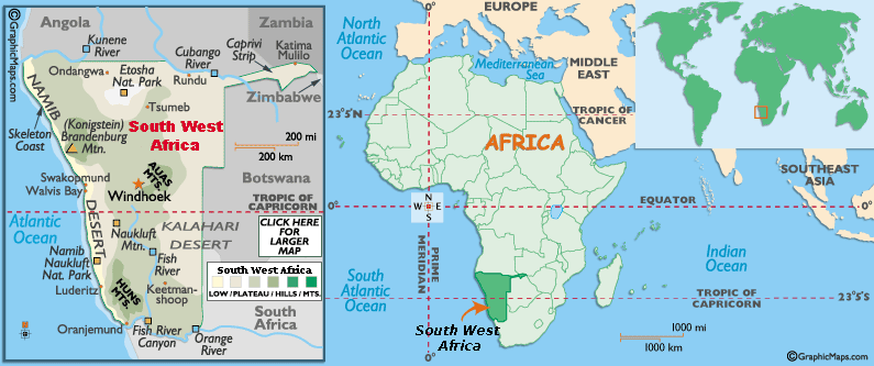 South West Africa's Map