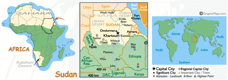Mappa del Sudan