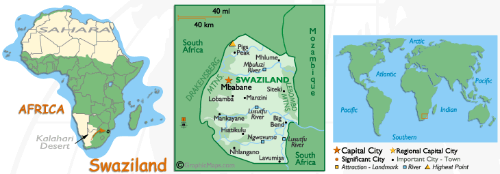 Mappa dello Swaziland