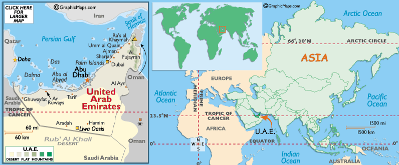 Mappa degli Emirati Arabi Uniti