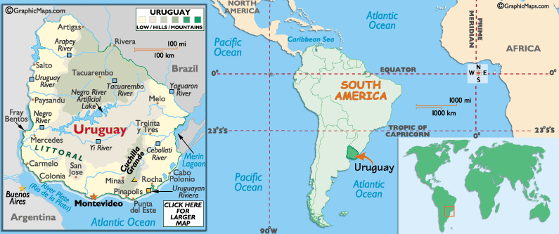 Mappa dell'Uruguay