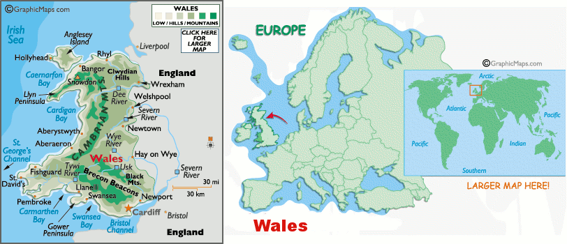 Mappa del Galles